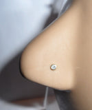 10K Yellow Gold Bezel Set CZ Nose Jewelry Bone Ball End Post Pin 20 gauge 20g - I Love My Piercings!