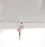 Sterling Silver Pink Crystal Solitaire Ear Cartilage Hoop Ring 20 gauge 20g 7mm - I Love My Piercings!