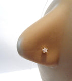 14K Yellow Gold Star 5 Claw Set Pronged Clear Crystal Nose Screw Stud 20 gauge - I Love My Piercings!