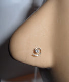 10K Gold Diamond cz Crystal Coiled Spiral Nose Pin Stud Jewelry 22 gauge 22g - I Love My Piercings!