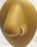 Gold Plated L Shape Nose Ring Stud Hoop Clear CZ Crystals 20g 20 gauge - I Love My Piercings!