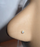 10K Yellow Gold 2.5mm Bezel Set Clear CZ Nose Pin Stud Jewelry 22 gauge 22g - I Love My Piercings!