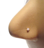 10K Yellow Gold 4 Claw Pronged Round Cut Clear CZ Pin Straight Post Ubend 22g - I Love My Piercings!