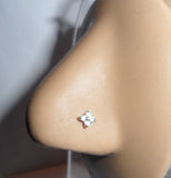 10K Yellow Gold 4 Petal Flower Clear CZ Nose Screw Curl Twist Post 20 gauge 20g - I Love My Piercings!