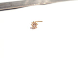 10K Gold Coiled  cz Crystal Flower L Shape Nose Pin Stud 22 gauge 22g - I Love My Piercings!