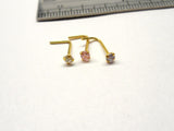 18k Gold Plated Nose Studs L Shape Bent Post Pin Claw Set 2.5mm CZ 22 gauge - I Love My Piercings!