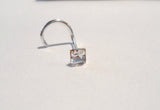Sterling Silver Square CZ Clear Crystal Nose Screw Twist Curl Stud 20 gauge 20g - I Love My Piercings!
