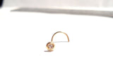 10K Yellow Gold Bezel Set Clear CZ Nose Screw Curl Twist Stud Post 20 gauge 20g - I Love My Piercings!