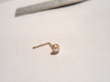 10K Gold Claw Set Pronged White Pearl L Shape Nose Pin Stud Ring 22 gauge 22g - I Love My Piercings!