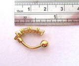 Gold Curved Barbell Clear Crystal Row VCH Jewelry Clitoral Hood 14 gauge 14g - I Love My Piercings!