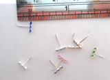 8 Piece CZ Triple Gem Crystal Nose Studs L Shape Posts Pins 22 gauge 22g - I Love My Piercings!