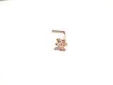 10K Gold 5 Claw Set Pronged Diamond cz Star L Shape Nose Pin Stud 22 gauge 22g - I Love My Piercings!