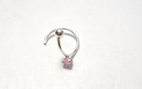 Sterling Silver Pink Crystal Solitaire Ear Cartilage Hoop Ring 20 gauge 20g 7mm - I Love My Piercings!