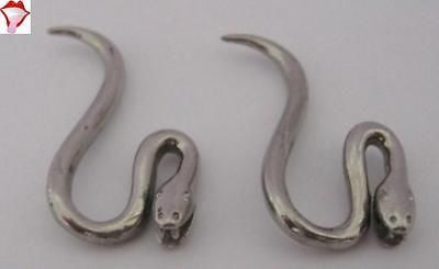 Pair SURGICAL STEEL Ear Ring Plugs SNAKE 8G 8 gauge - I Love My Piercings!