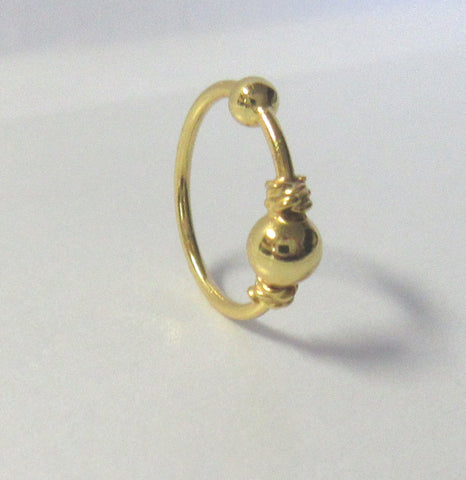18k Yellow Gold Plated Bali Ball Twist Coil Ear Cartilage Hoop Ring 20 gauge 20g - I Love My Piercings!