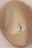 Surgical Steel Seamless Nose Jewelry Hoop Ring Clear Crystal Gem CZ 18 gauge 18g - I Love My Piercings!