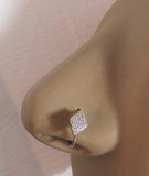 Diamond Shape Seamless Nose Jewelry Hoop Ring Loaded Clear Crystal Gem 20 gauge - I Love My Piercings!