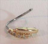 18k Gold Plated Seamless Nose Jewelry Hoop Ring Curved Crystal Gem 20 gauge 20g - I Love My Piercings!