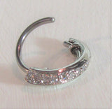 Surgical Steel Seamless Nose Hoop Ring Curved Line Clear Crystal Gem 18 gauge - I Love My Piercings!