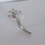 Surgical Steel Nose Stud Pin Ring L Shape Marquise Crystal Gem 18 gauge 18g - I Love My Piercings!