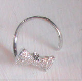 Surgical Steel Seamless Nose Hoop Ring Clear Gem Crystal Bow Ribbon 20 gauge 20g - I Love My Piercings!