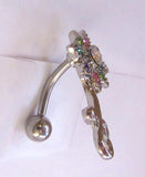 VCH Clit Hood Curved Barbell Mosaic Crystal Filigree Flower  14 gauge 14g - I Love My Piercings!