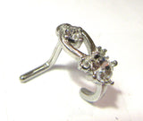 Surgical Steel Crystal Chandelier L Shape Bent Nose Ring Stud Hoop 18 gauge 18g - I Love My Piercings!