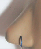 Dark Blue Niobium Seamless Continuous Nose Nostril Hoop Ring 16 gauge 16g - I Love My Piercings!