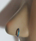 Aqua Turquoise Niobium Seamless Continuous Nose Nostril Hoop Ring 16 gauge 16g - I Love My Piercings!
