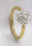 Gold Titanium Clear Crystal Ball Captive Hoop Belly Navel Ring 16 gauge 16g 8 mm - I Love My Piercings!