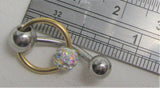 Surgical Steel Gold AB Crystal Ball Hoop Dangle VCH Vertical Clit Hood Bar 14g - I Love My Piercings!