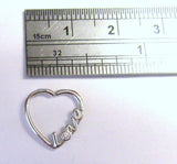 Surgical Steel Love Heart Cartilage Hoop Ring Seamless 16 gauge 16g 10 mm Diameter - I Love My Piercings!