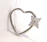 Surgical Steel Clear Crystal Flower Heart Cartilage Hoop Ring Seamless 16 gauge - I Love My Piercings!
