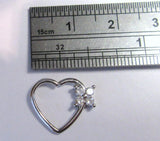 Surgical Steel Clear Crystal Flower Heart Cartilage Hoop Ring Seamless 16 gauge - I Love My Piercings!