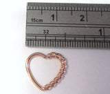 18k Rose Gold Rope Heart Cartilage Hoop Ring Seamless 16 gauge 16g - I Love My Piercings!