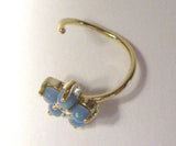 18k Gold Plated Flower Aqua Opal Opalite Nose Seamless Hoop Ring 20 gauge 20g - I Love My Piercings!
