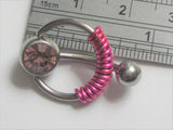 Light Purple Pressure Gem Ball Fuchsia Coiled VCH Clitoral Clit Hood Ring 14g - I Love My Piercings!