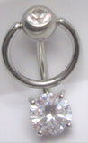Surgical Steel Drop & Dangle Clear Diamond Hoop VCH Clitoral Clit Hood Ring 14 gauge 14g - I Love My Piercings!