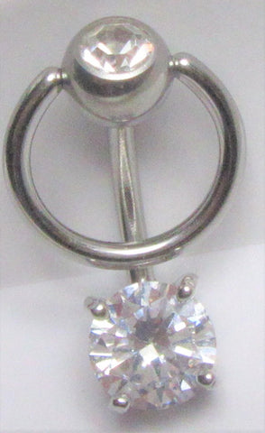Surgical Steel Drop & Dangle Clear Diamond Hoop VCH Clitoral Clit Hood Ring 14 gauge 14g - I Love My Piercings!