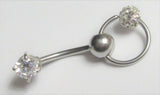 Surgical Steel Clear Gem Ball Drop Hoop Dangle Vertical Clitoral Hood VCH 14 gauge - I Love My Piercings!