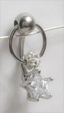 Surgical Steel Clear Star Gem Ball Drop Hoop Dangle Vertical Clitoral Hood VCH 14 gauge - I Love My Piercings!
