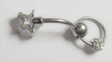 Surgical Steel Clear Star Gem Ball Drop Hoop Dangle Vertical Clitoral Hood VCH 14 gauge - I Love My Piercings!