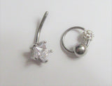 Surgical Steel Clear Star Gem Ball Drop Hoop Dangle Vertical Clitoral Hood VCH 14 gauge - I Love My Piercings!