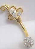Gold Plated Filigree Clear CZ Ball Vertical Clit Clitoral Hood VCH Ring 14 gauge - I Love My Piercings!
