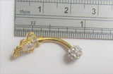 Gold Plated Filigree Clear CZ Ball Vertical Clit Clitoral Hood VCH Ring 14 gauge - I Love My Piercings!
