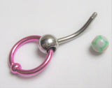 VCH Intimate Jewelry Two Tone Pink Titanium Hoop Dangle Vertical Clitoral Hood Bar 14g - I Love My Piercings!