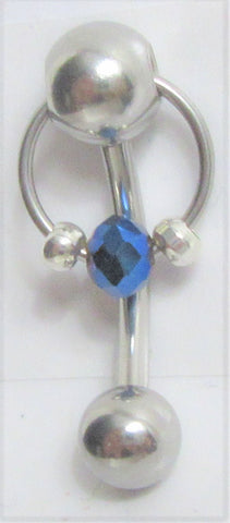 Surgical Steel Faceted Royal Blue Crystal Hoop Dangle VCH Clitoral Hood Jewelry 14 gauge - I Love My Piercings!
