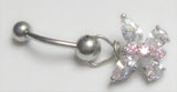 Surgical Steel Butterfly Clear Pink Crystal CZ Gem Dangle VCH Vertical Clit Clitoral Hood Ring 14g - I Love My Piercings!