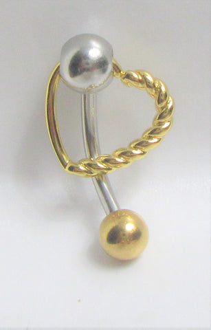 VCH Intimate Jewelry Two Tone Gold Spiraling Heart Vertical Clitoral Hood Bar 14g - I Love My Piercings!