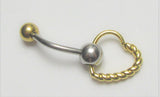 VCH Intimate Jewelry Two Tone Gold Spiraling Heart Vertical Clitoral Hood Bar 14g - I Love My Piercings!